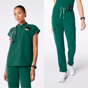 Figs Green Straight Leg Pants